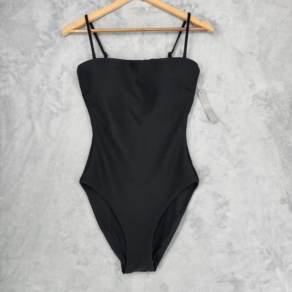 J.Crew Swimsuit Womens Size 8 One Piece Black Classic Sculpt Gemma Bandeau NWT